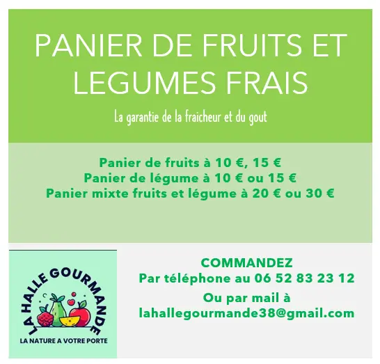 Affiche promotionnelle pour les commandes de paniers de fruits et légumes