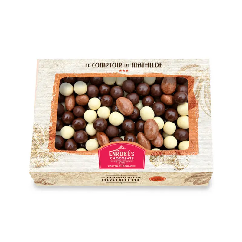 Coffret Bois Turbines 300G (Amandes Fleur de Sel/ Perles Caramel / Noisettes Gianduja)