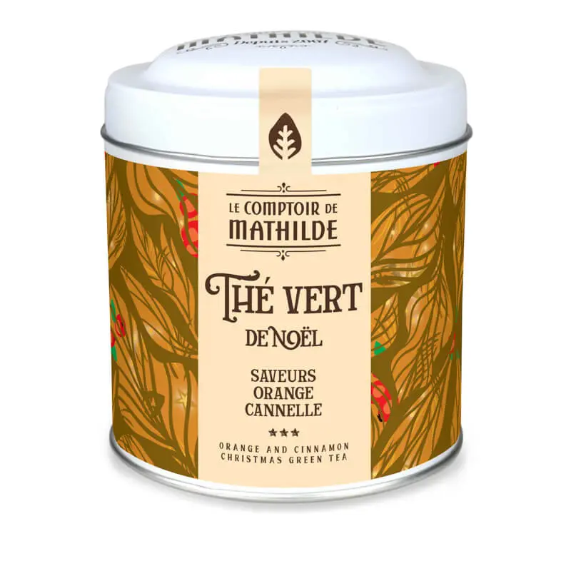 Thé Vert De Noël Saveurs Orange Cannelle Boite Métal 100G