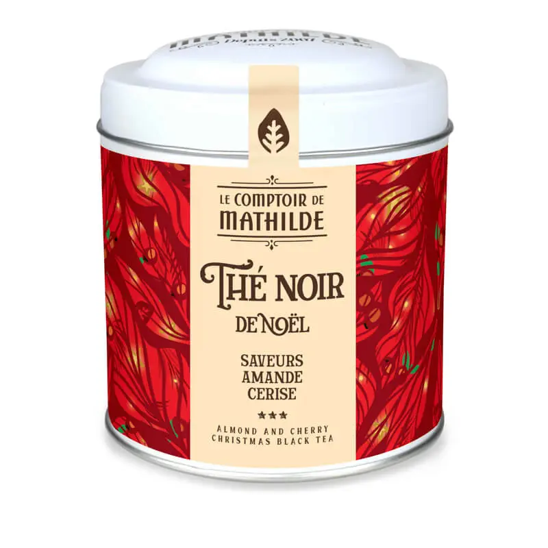 Thé Noir De Noël Saveurs Amande Cerise Boite Métal 100G