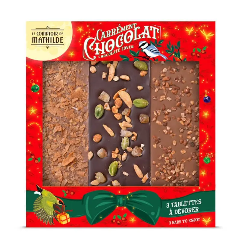 Coffret 3 Tablettes Assortiment Chocolats Noir Et Lait 3X90g