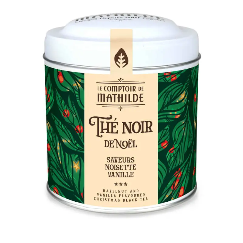Thé Noir De Noël Saveurs Noisette Et Vanille Boite Métal 100G