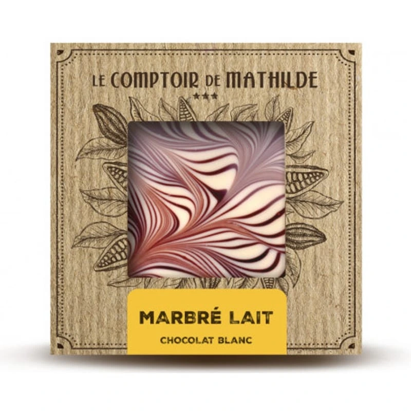 Tablette Chocolat Blanc Marbré Lait 80G
