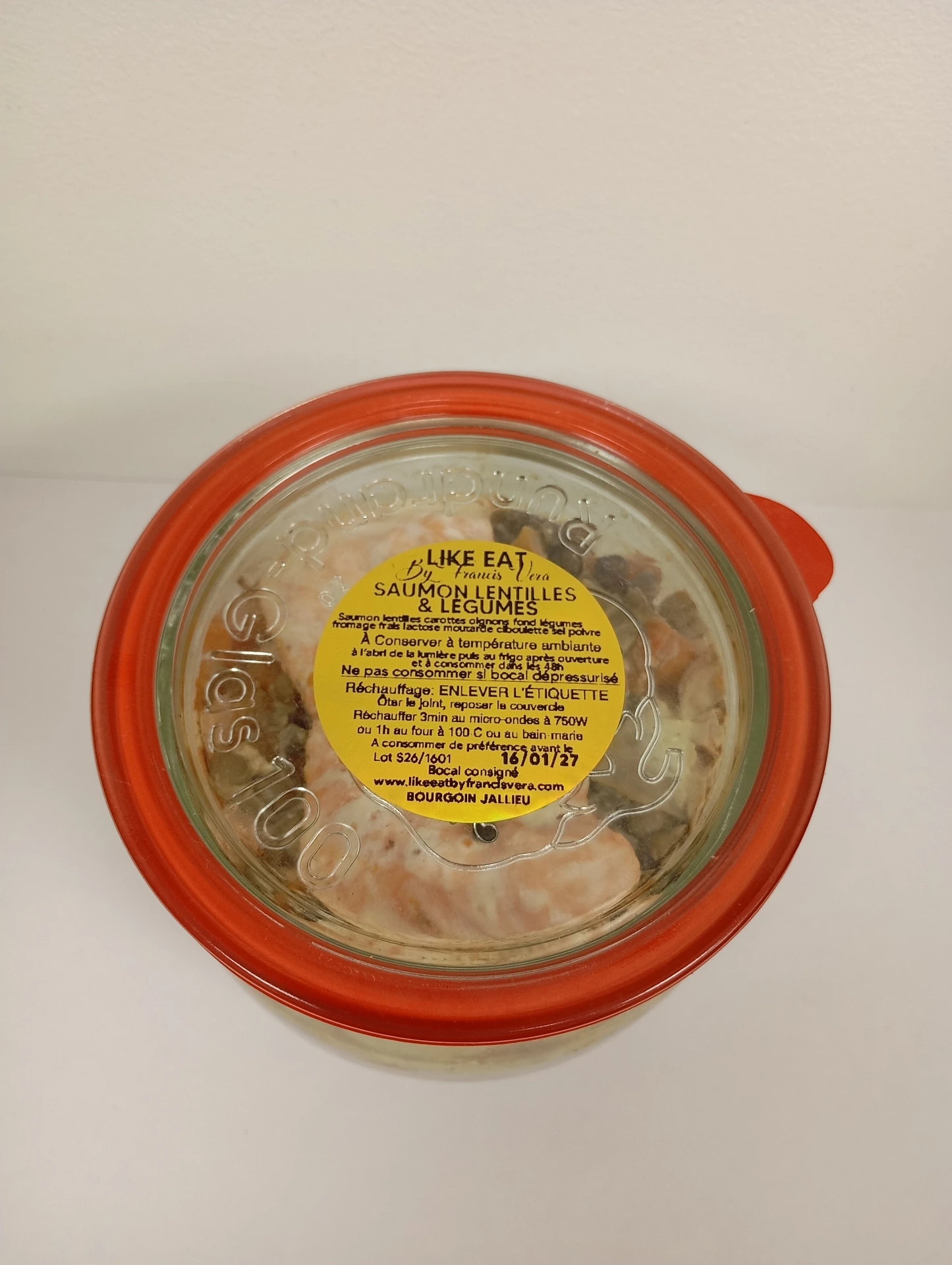 Bocal saumon lentilles légumes